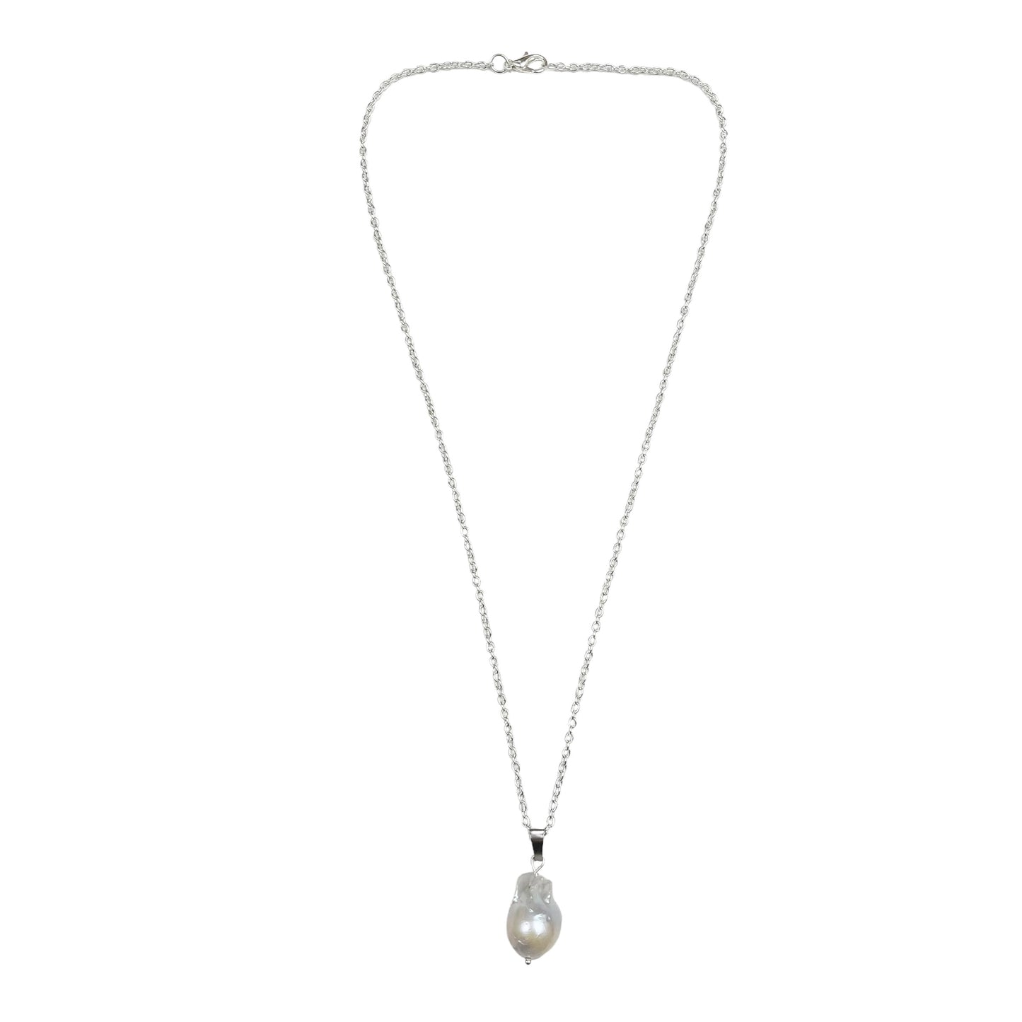 Silver Large Baroque Pearl Necklace