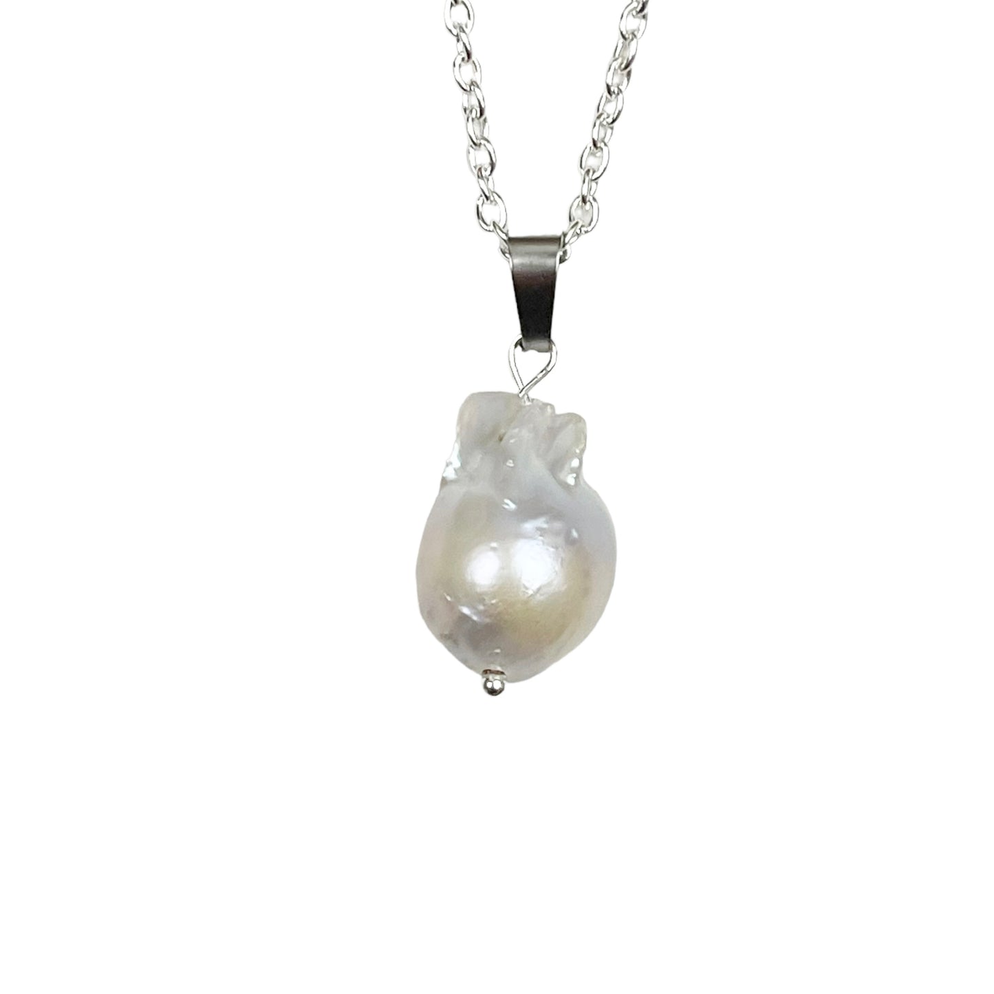 Silver Large Baroque Pearl Necklace