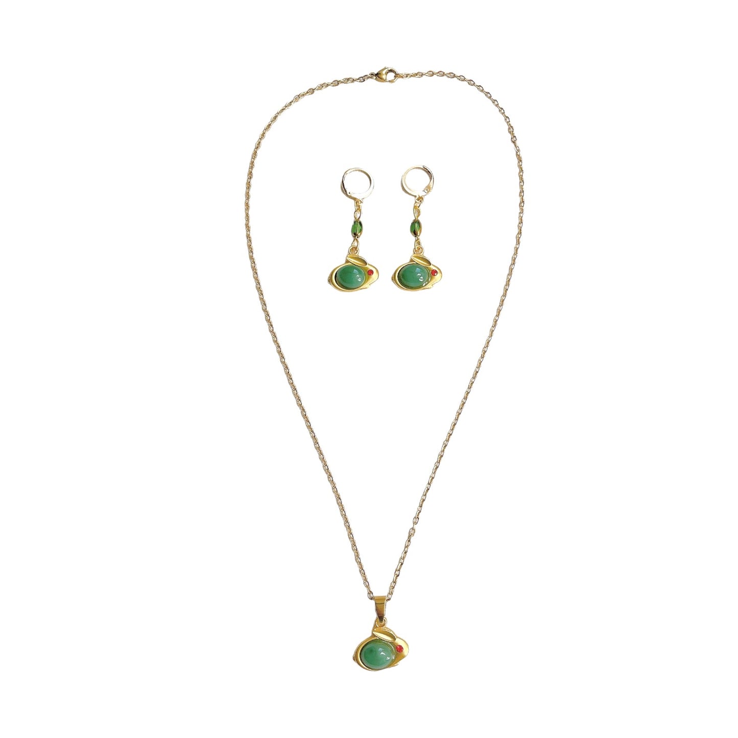 Green & Gold Rabbit Earrings