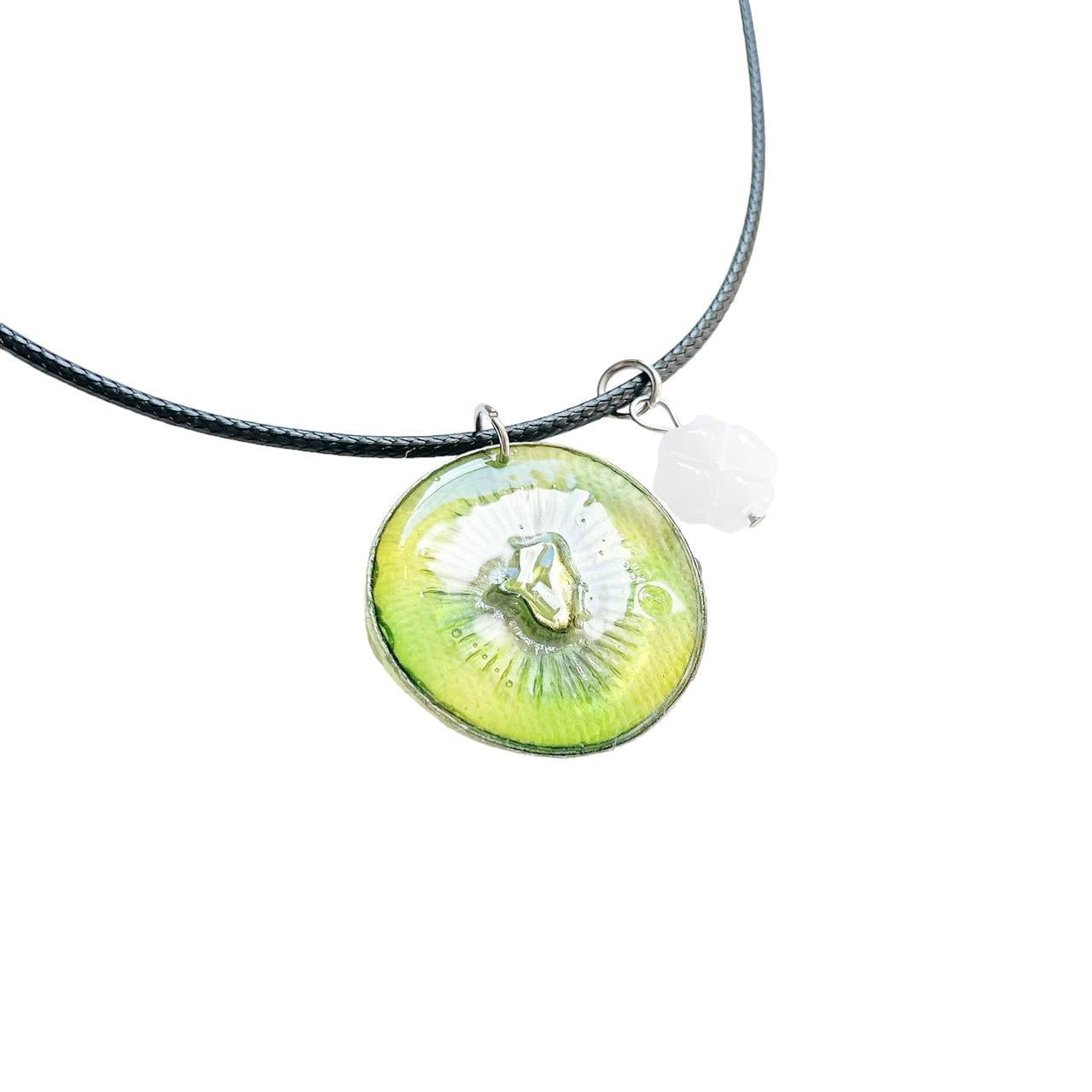 Kiwi Slice Corded Necklace