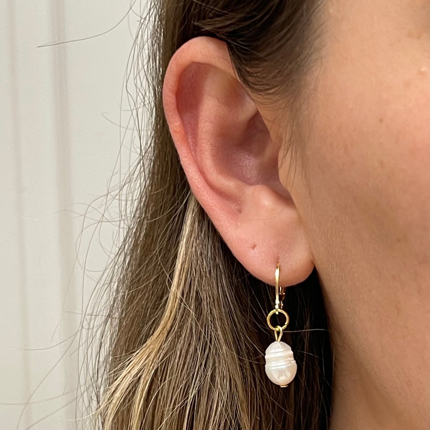 Gold Freshwater Pearl Earrings