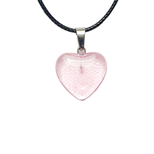 Pink Glass Heart Necklace