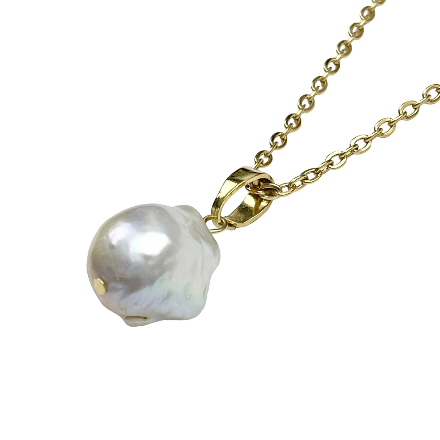 Gold Large Baroque Pearl Necklace