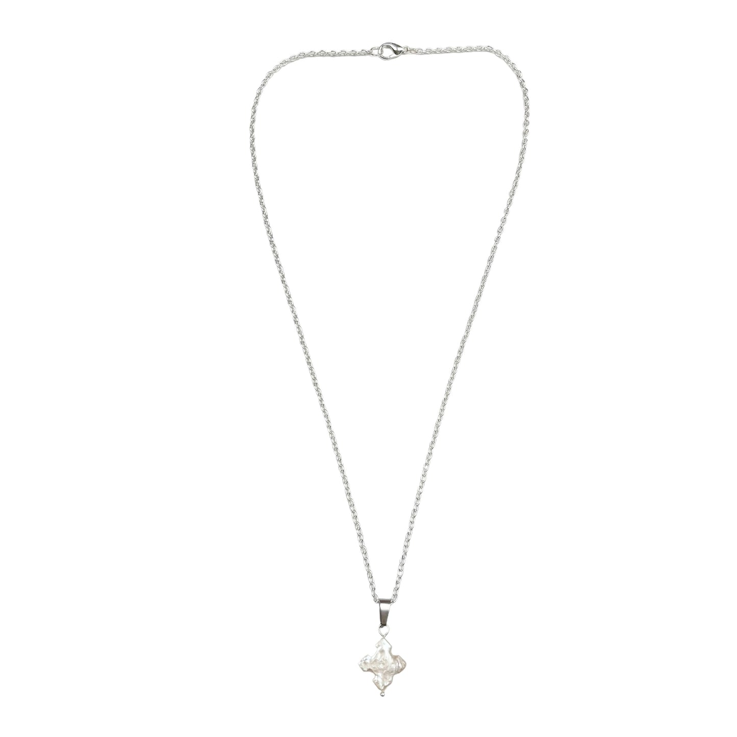 Silver Freshwater Pearl Cross Necklace