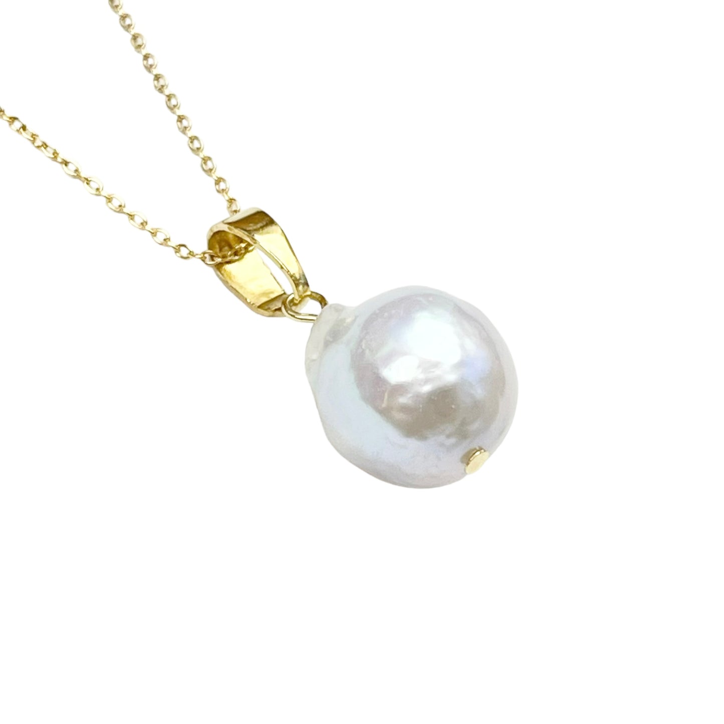 Gold Large Baroque Pearl Necklace