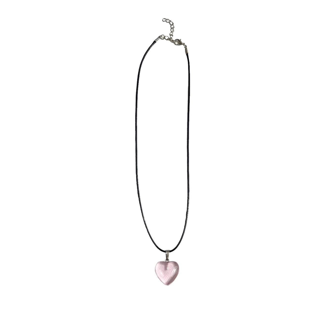 Pink Glass Heart Necklace