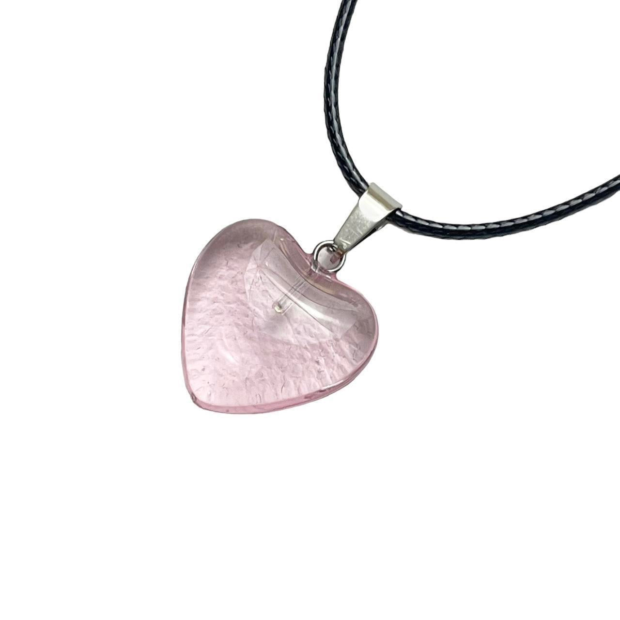 Pink Glass Heart Necklace