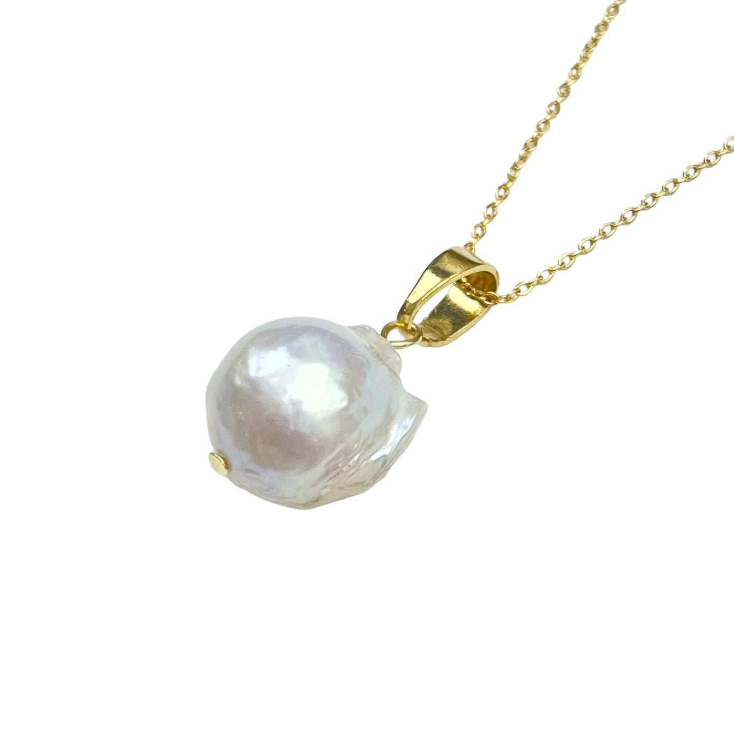 Gold Large Baroque Pearl Necklace