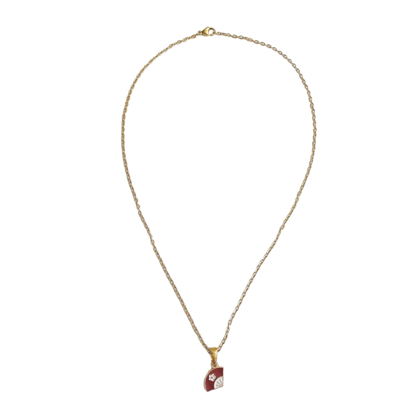 Red & Gold Fan Necklace