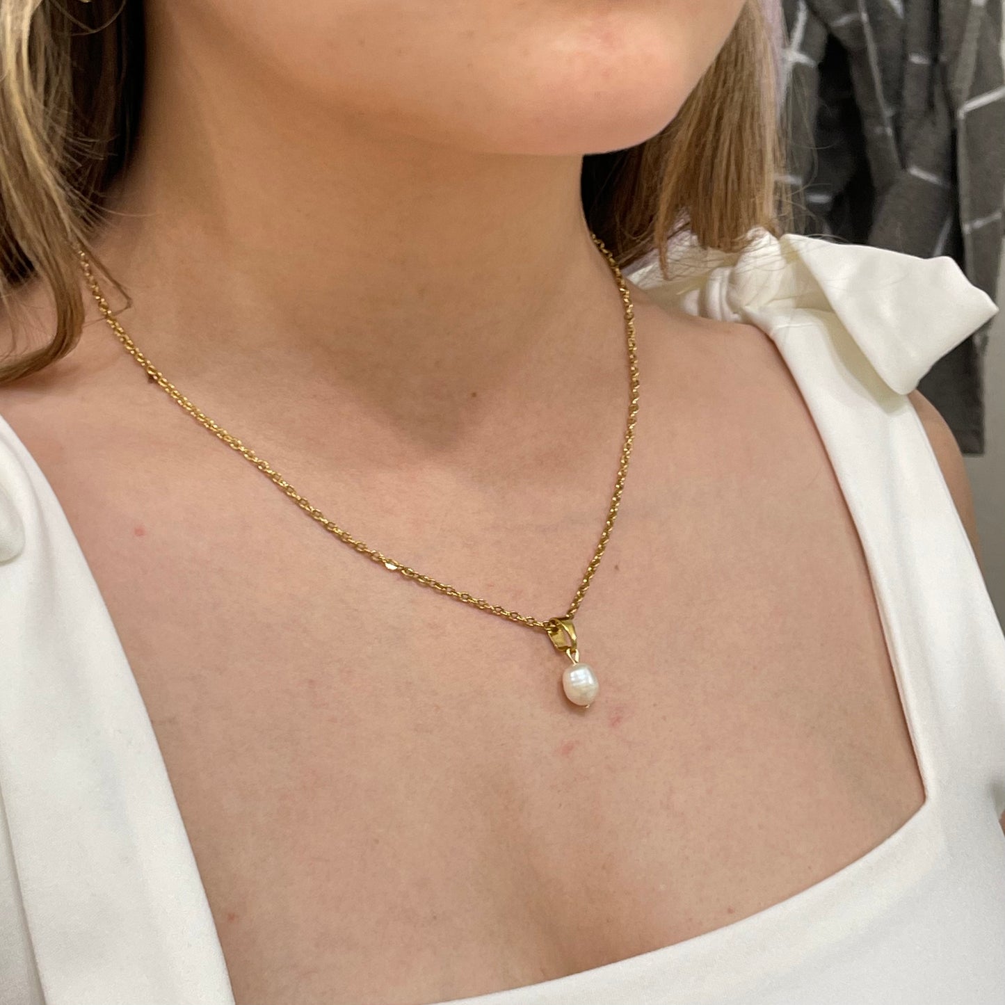 Gold Freshwater Pearl Necklace