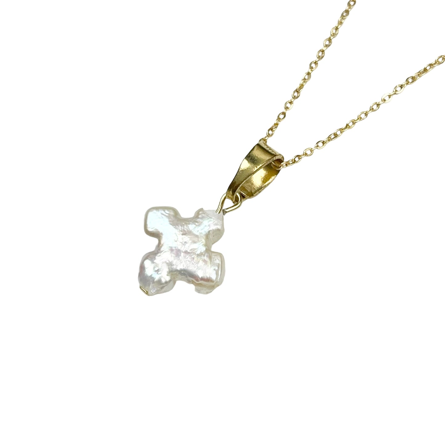 Gold Freshwater Pearl Cross Necklace