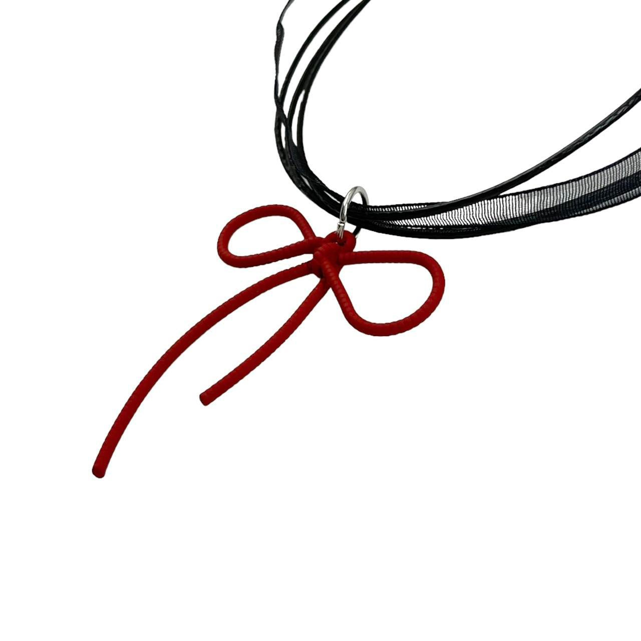 Maroon Ribbon Necklace