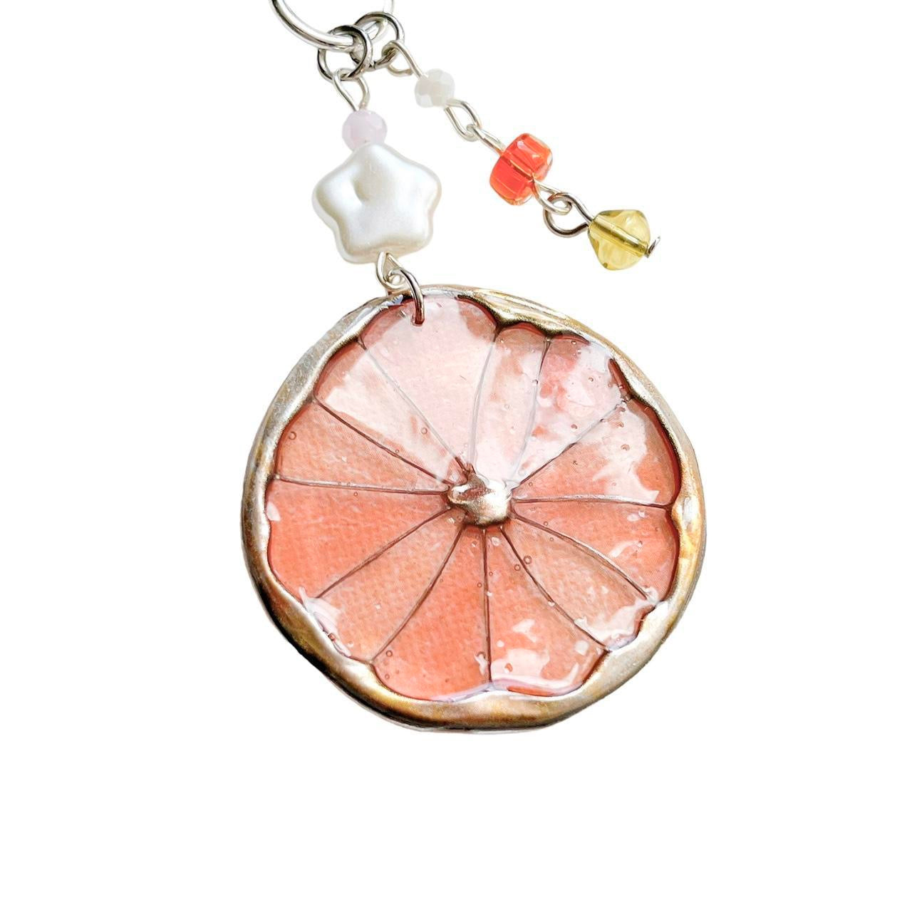 Grapefruit Slice Keychain