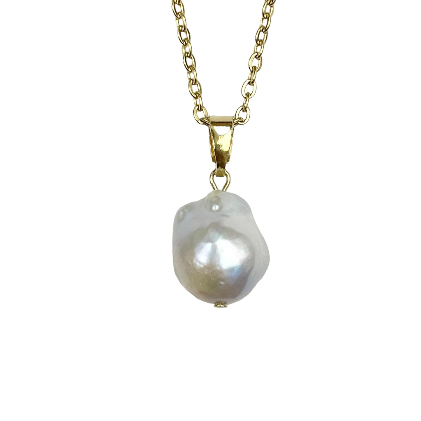 Gold Large Baroque Pearl Necklace