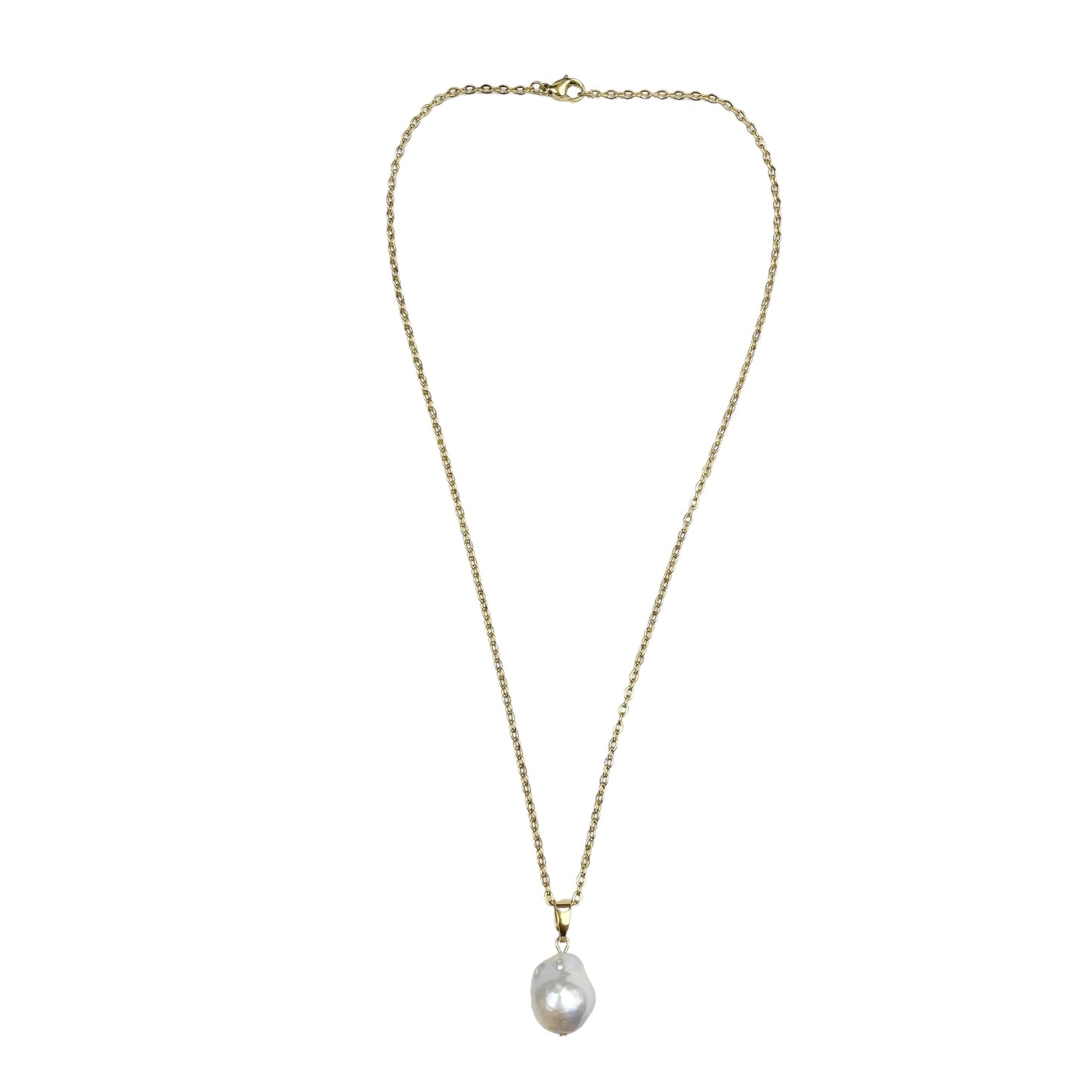 Gold Large Baroque Pearl Necklace