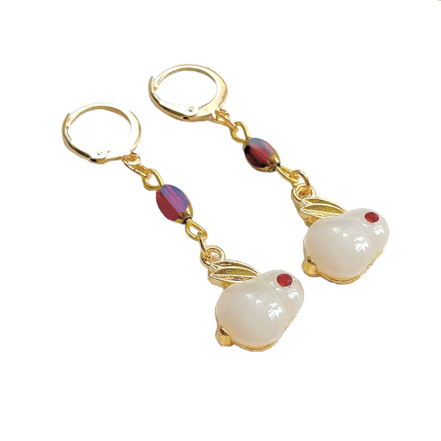 Red & Gold Rabbit Earrings