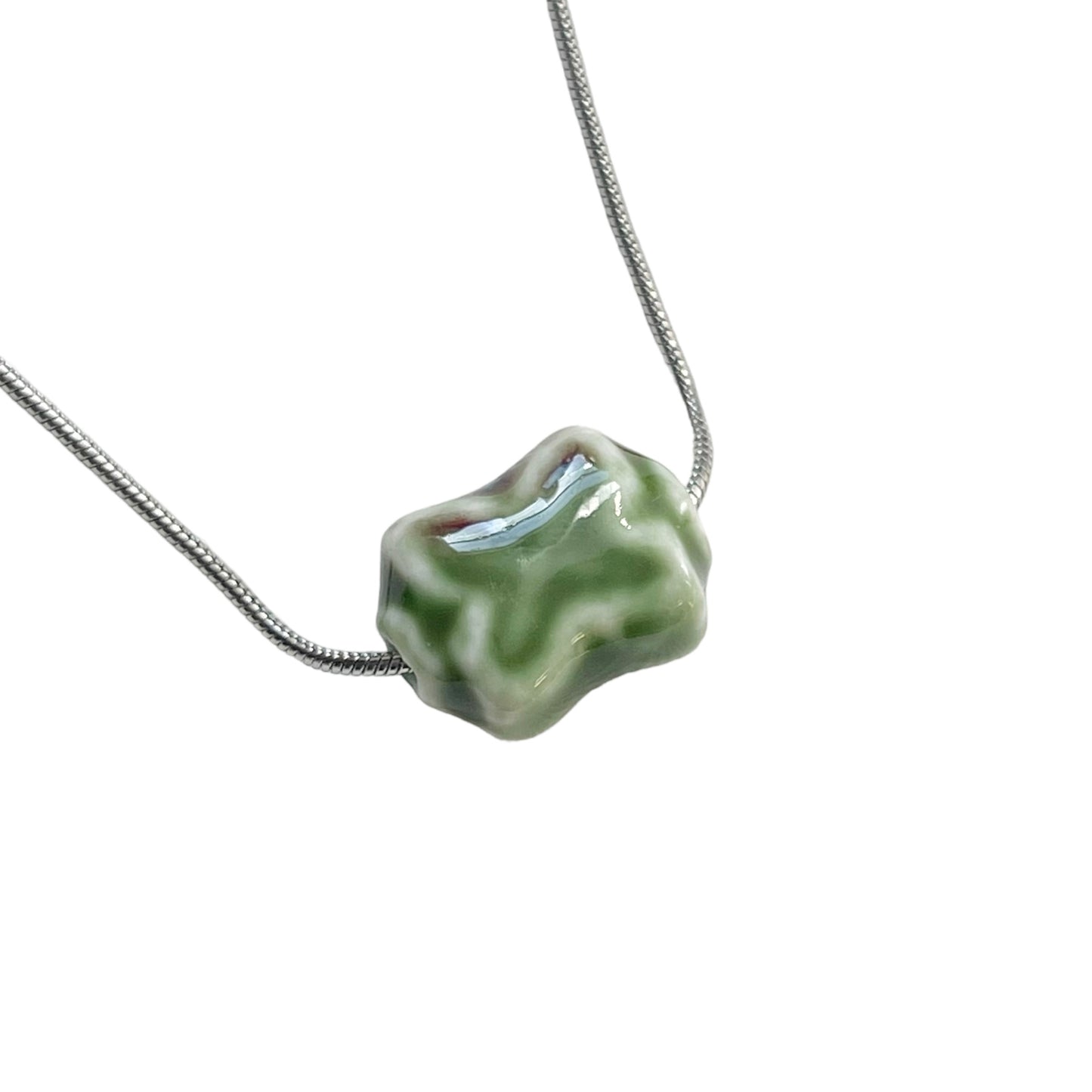 Green Ceramic X Bead Necklace