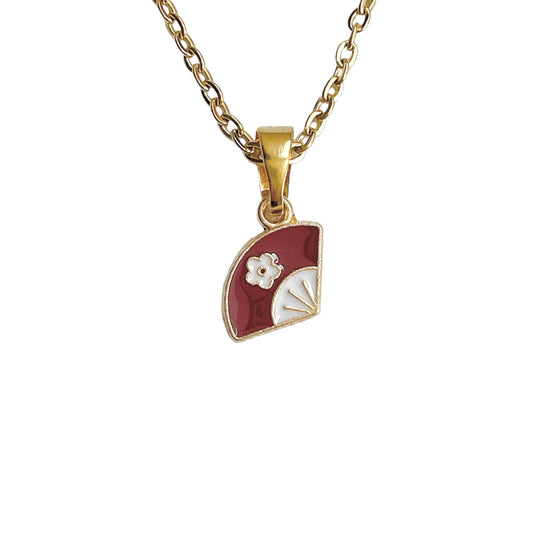 Red & Gold Fan Necklace