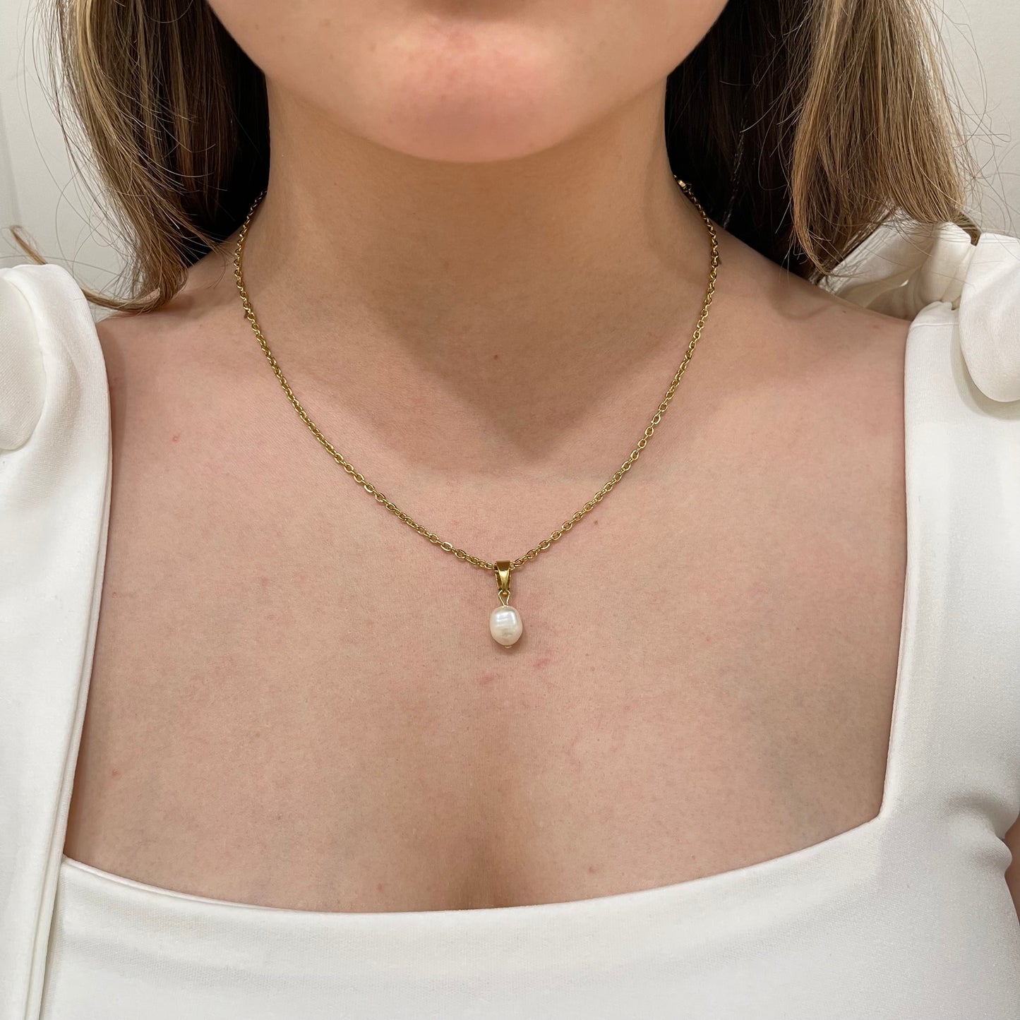 Gold Freshwater Pearl Necklace