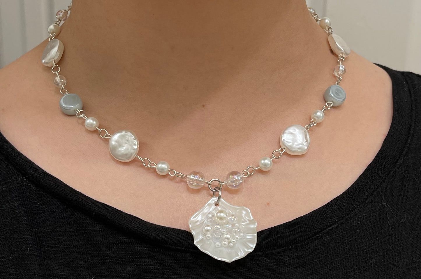 Beaded Pearly Shell Necklace