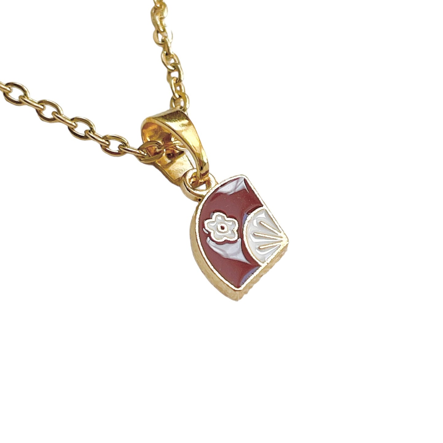 Red & Gold Fan Necklace