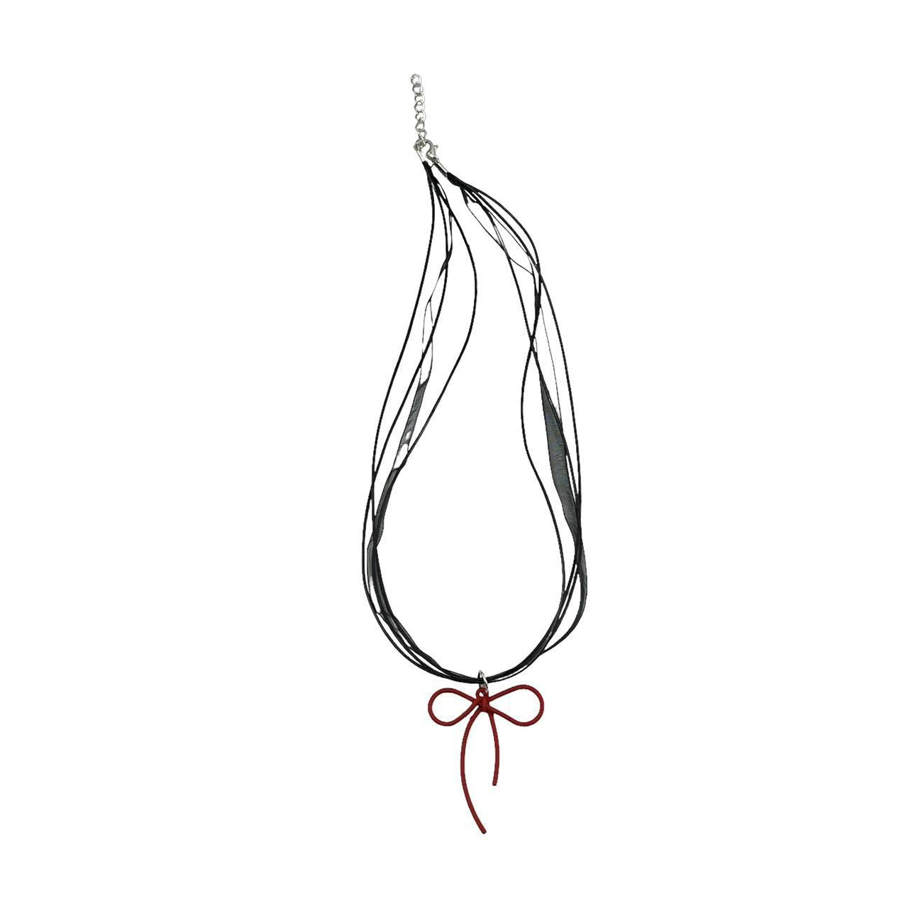 Maroon Ribbon Necklace