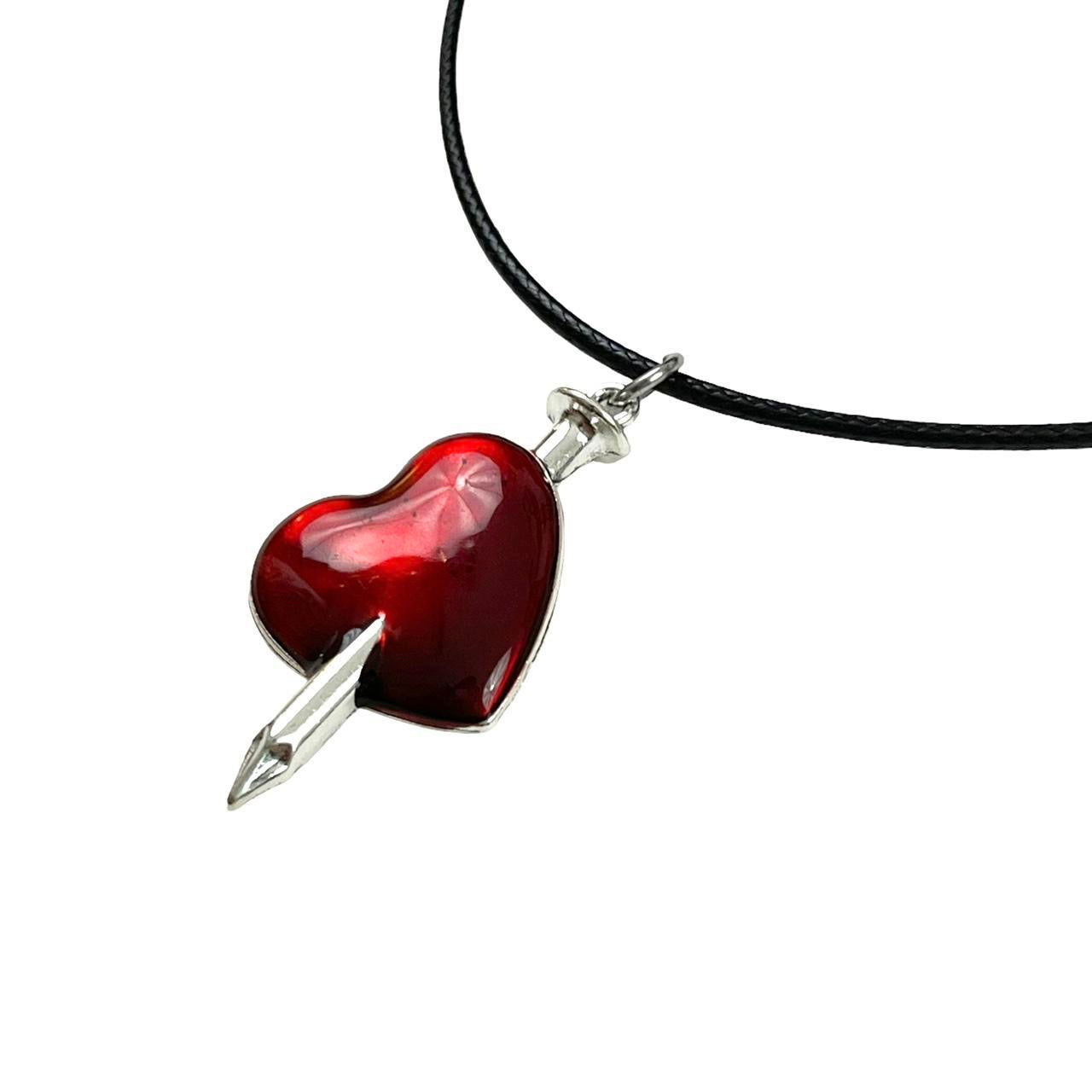 Red Heart Sword Necklace