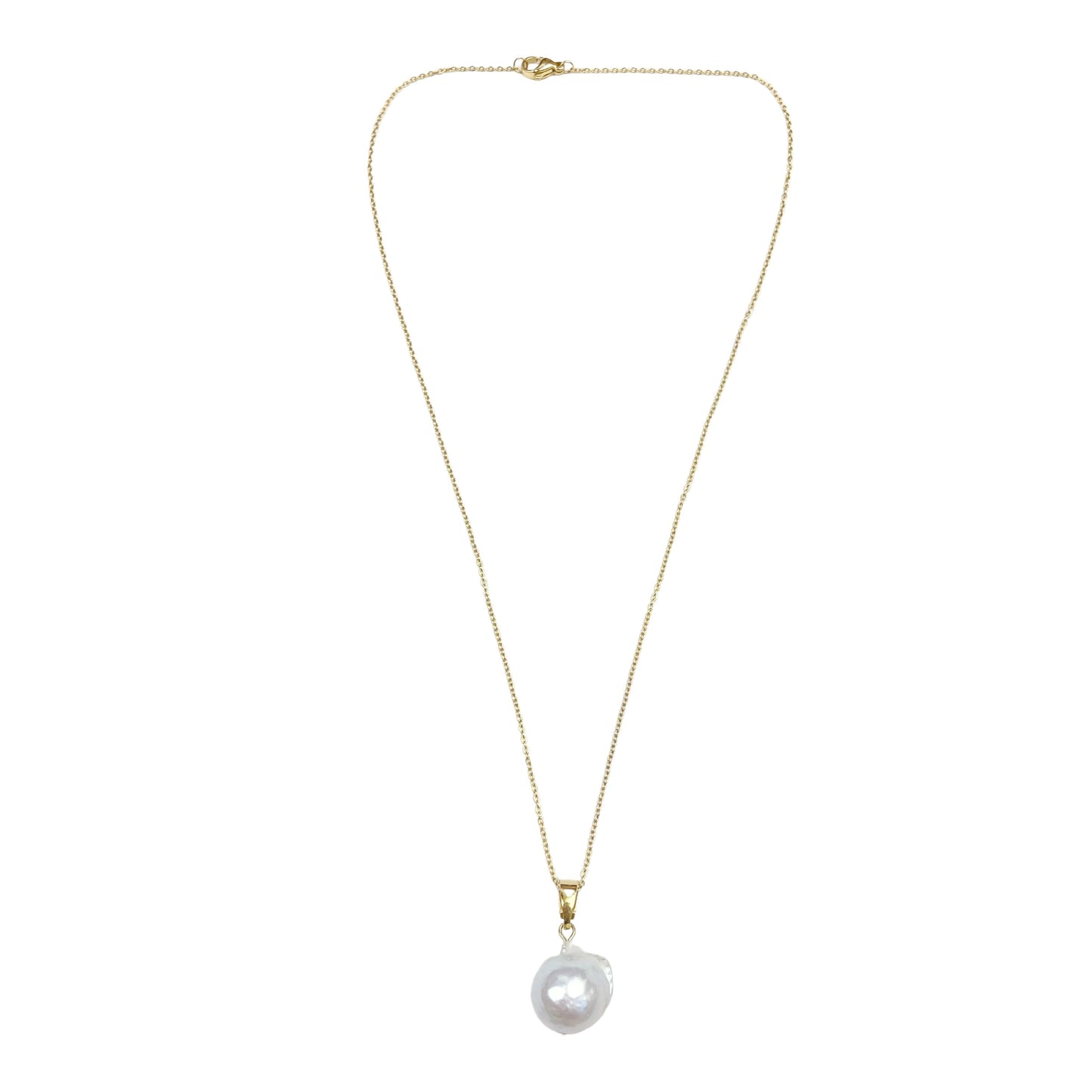 Gold Large Baroque Pearl Necklace