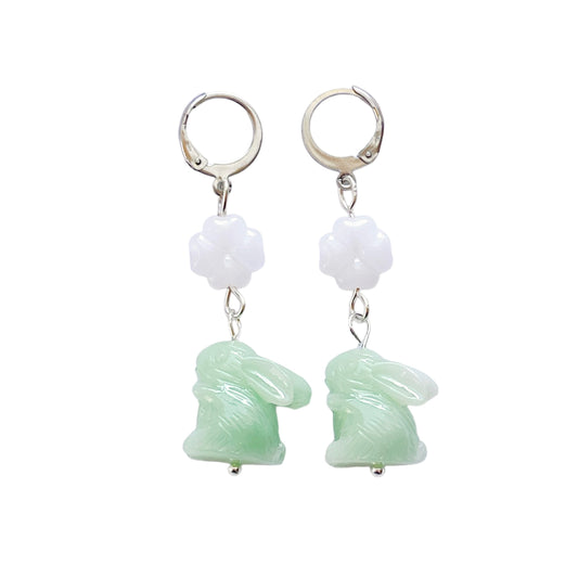 Jade Rabbit Lucky Bunny Earrings