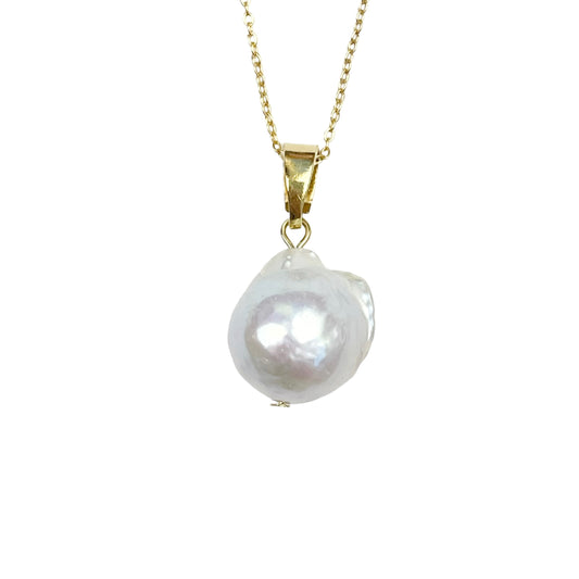 Gold Large Baroque Pearl Necklace