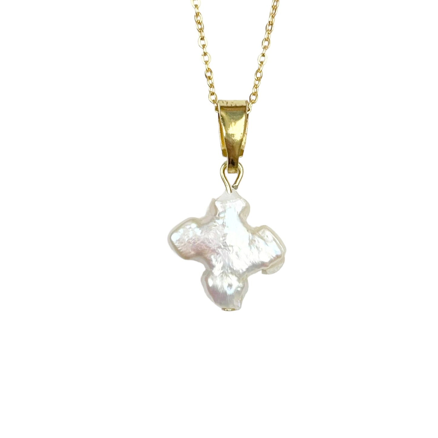 Gold Freshwater Pearl Cross Necklace