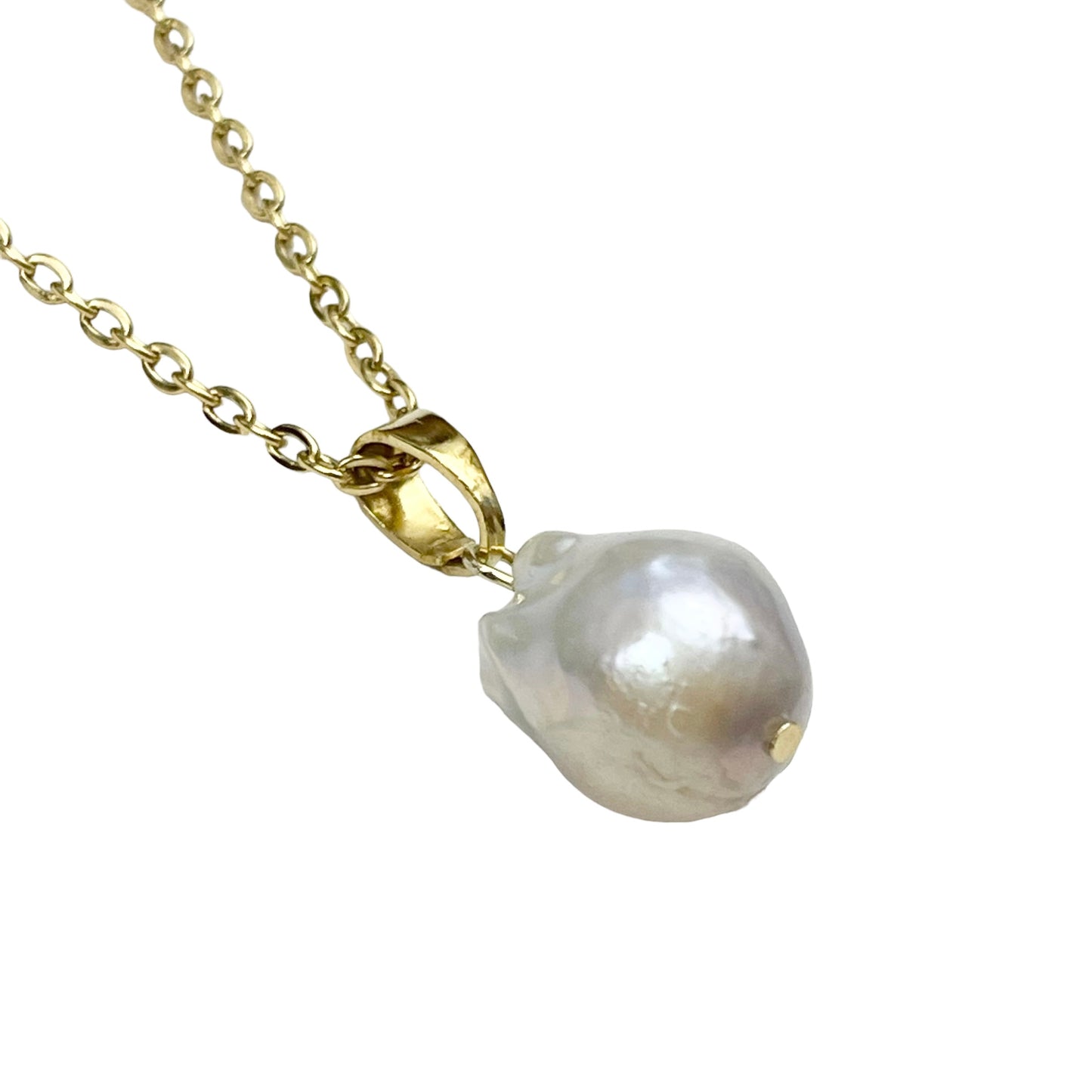 Gold Large Baroque Pearl Necklace