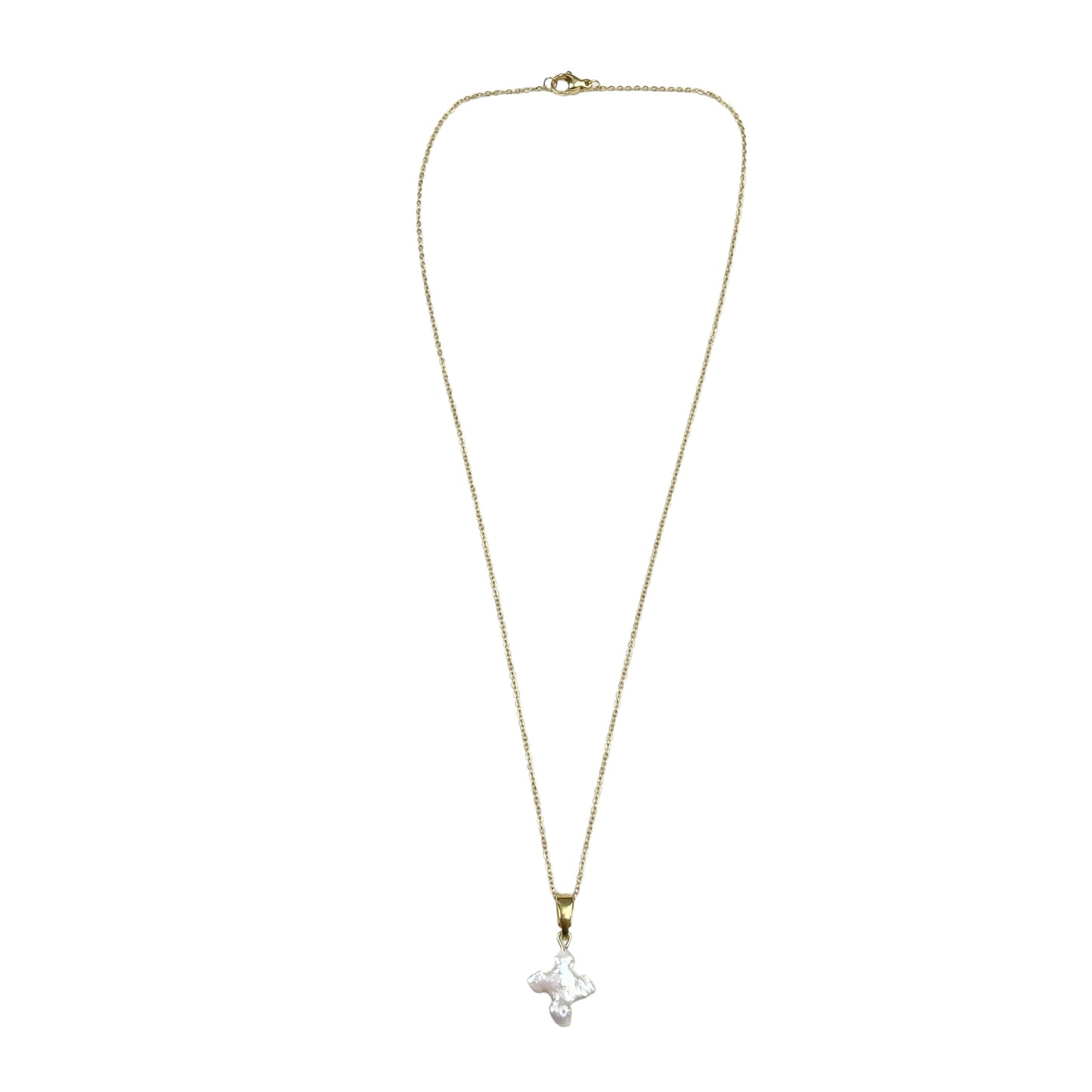 Gold Freshwater Pearl Cross Necklace