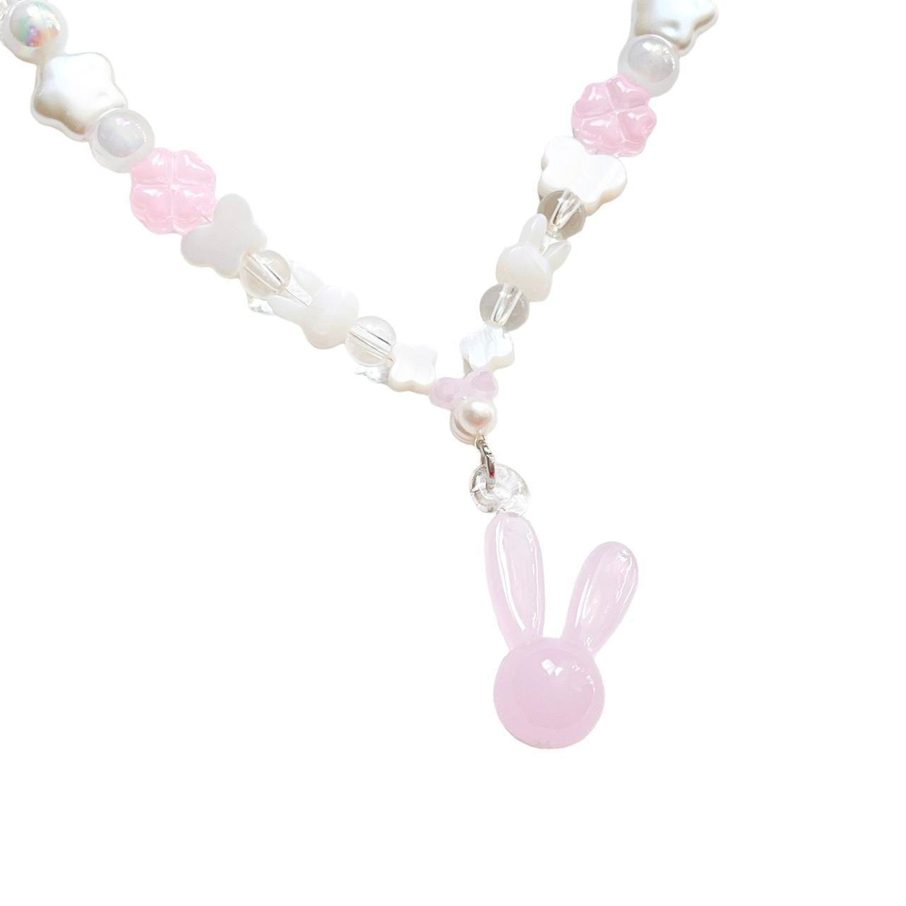 Pink Glass Bunny Necklace