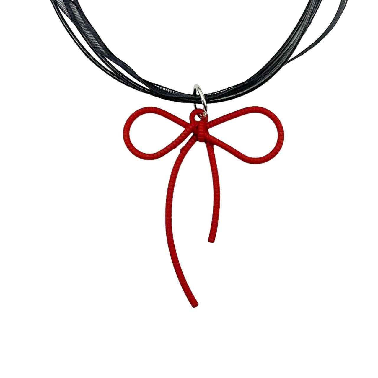 Maroon Ribbon Necklace