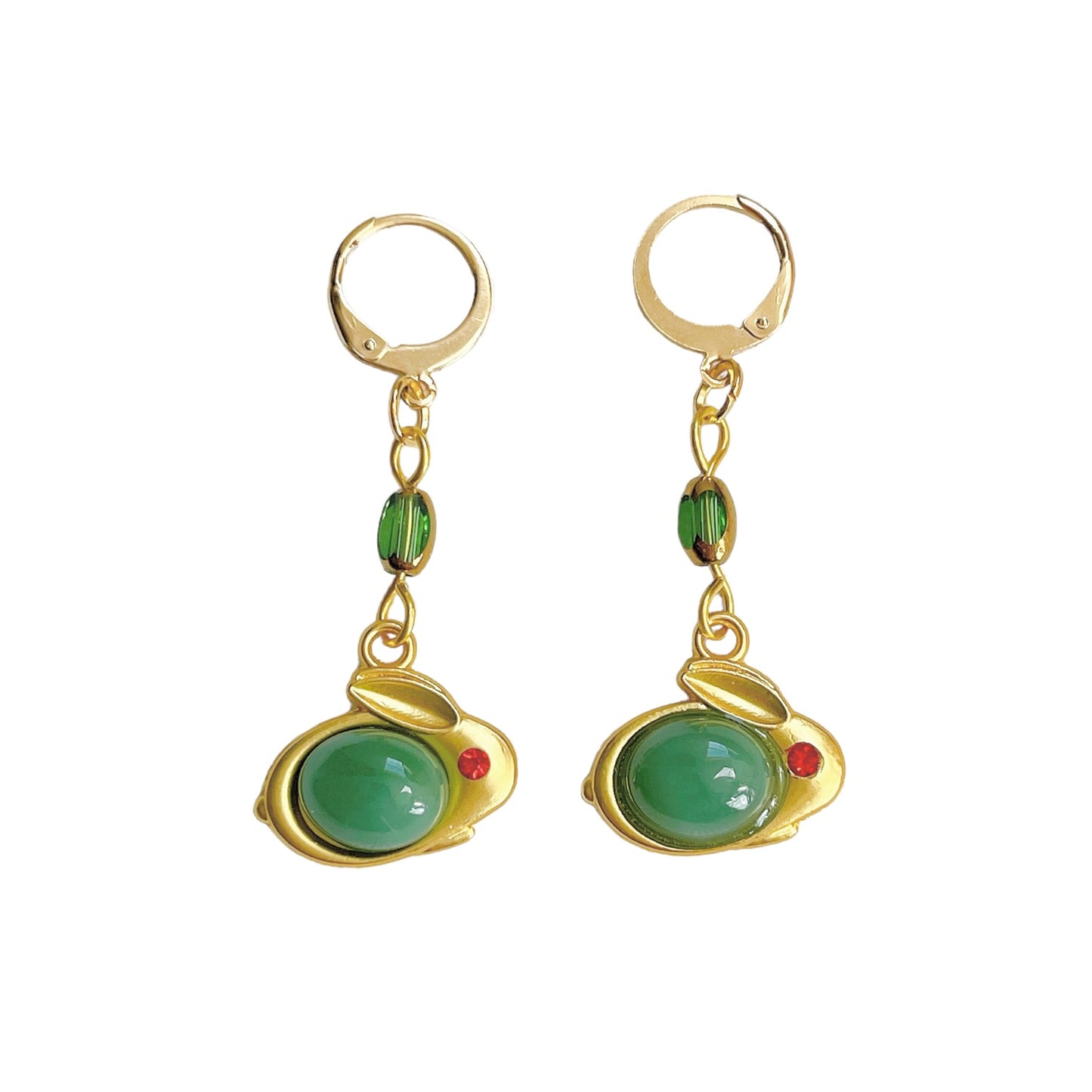 Green & Gold Rabbit Earrings