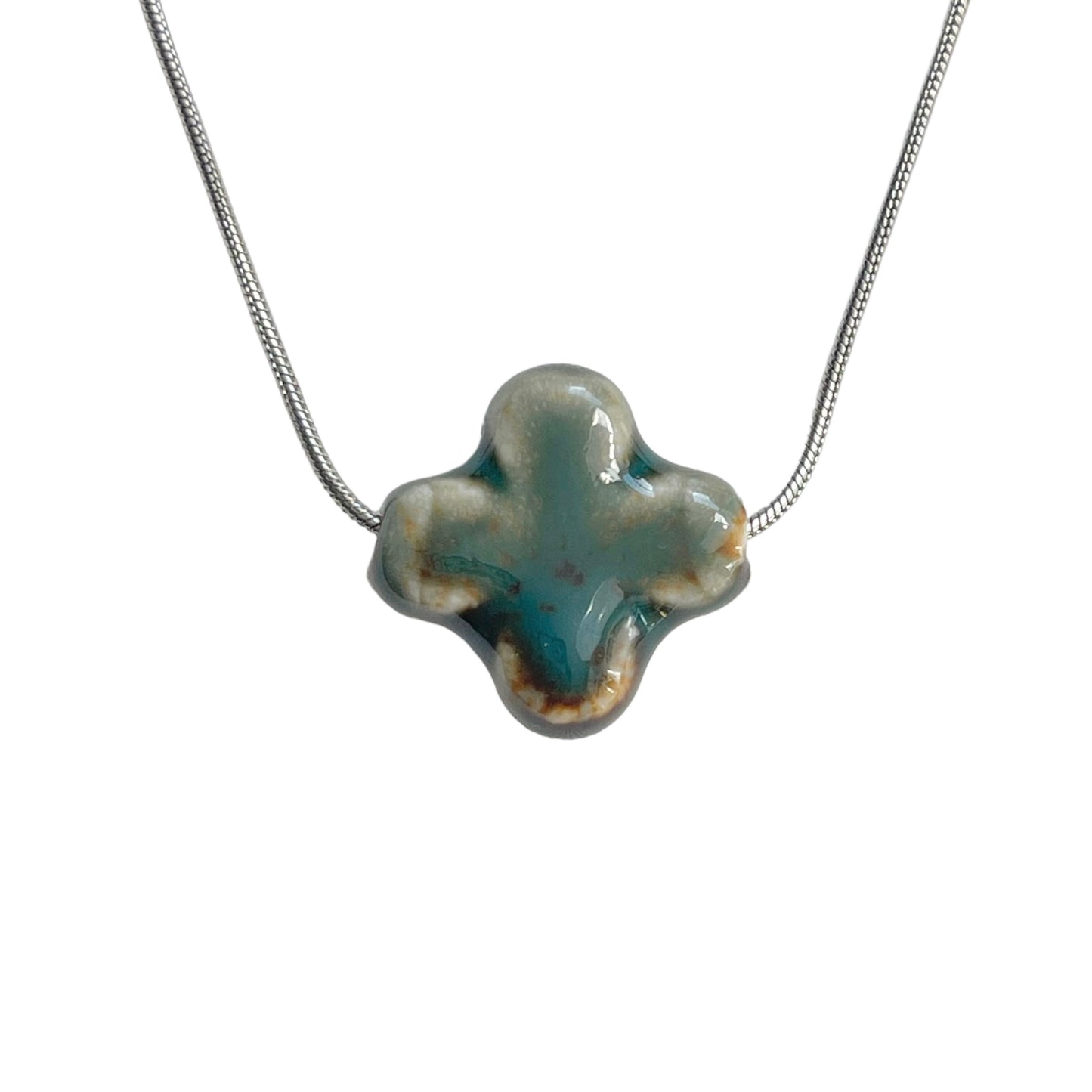 Green Ceramic Clover Necklace