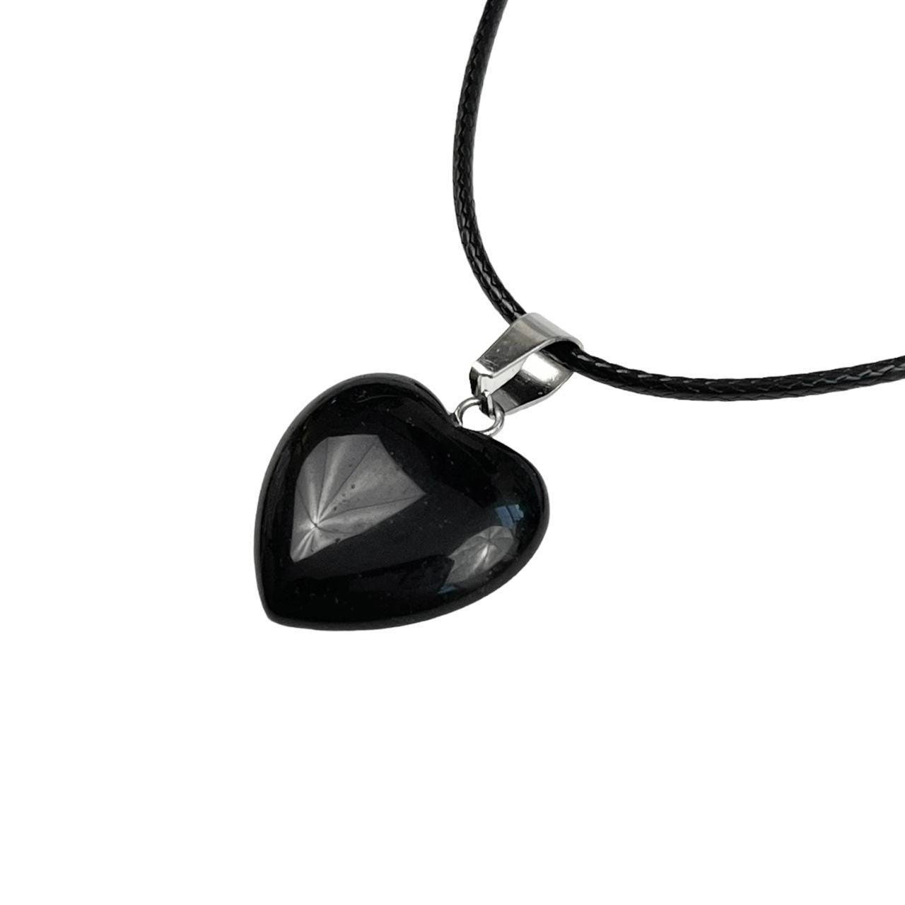 Granite Heart Black Cord Necklace