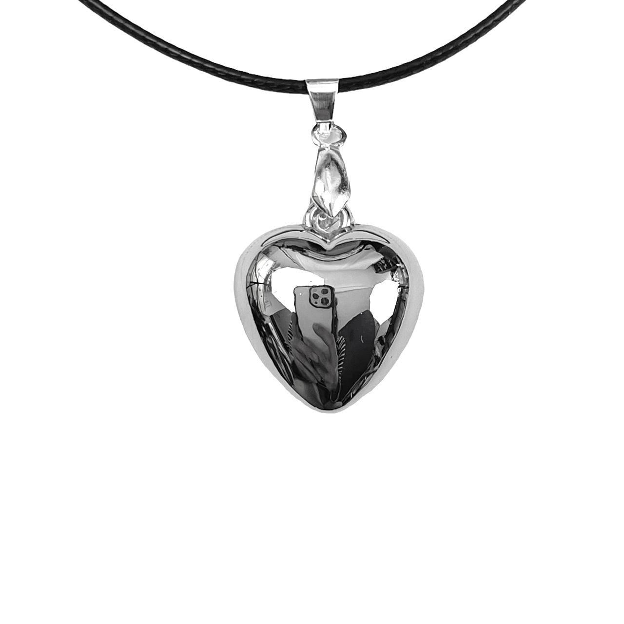 Silver Puffy Heart Necklace