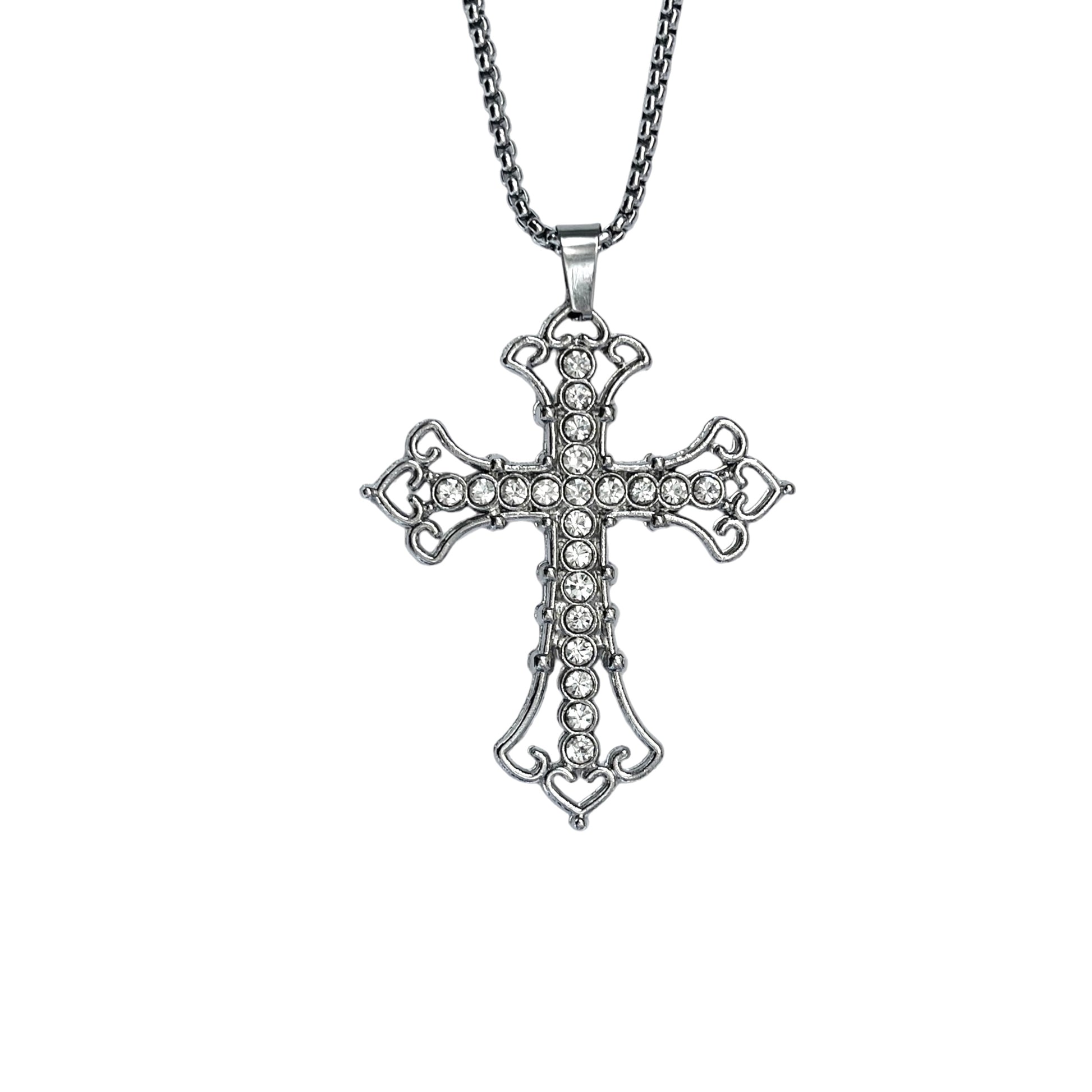 Large Rhinestone Cross Necklace – SHOP 866