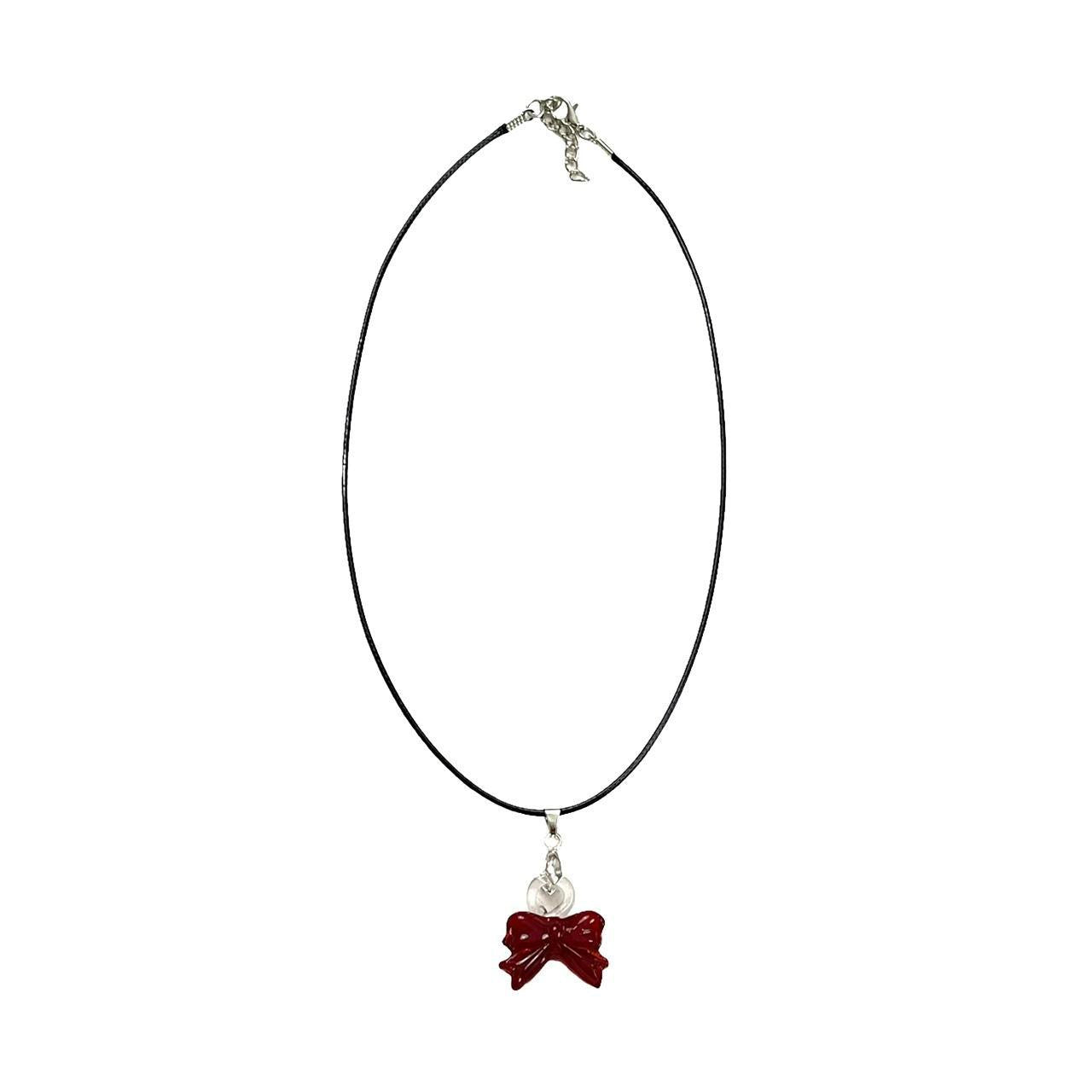 Red Glass Bow Necklace