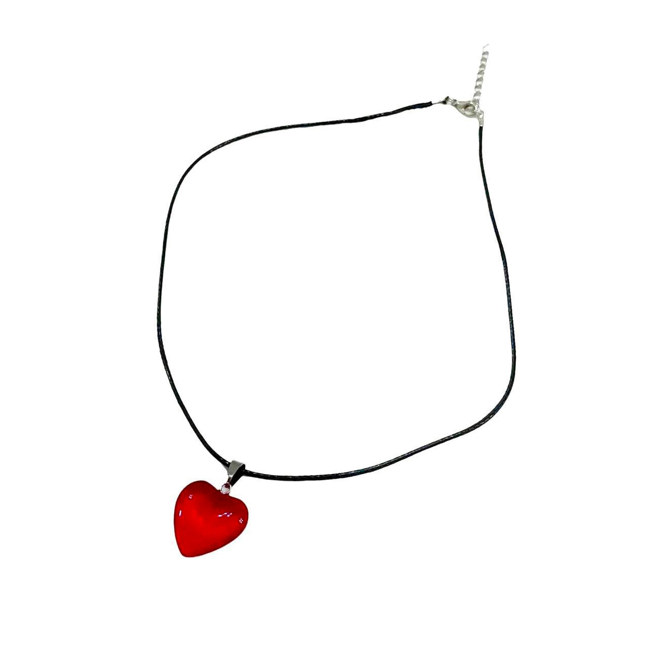 Red Glass Heart Necklace