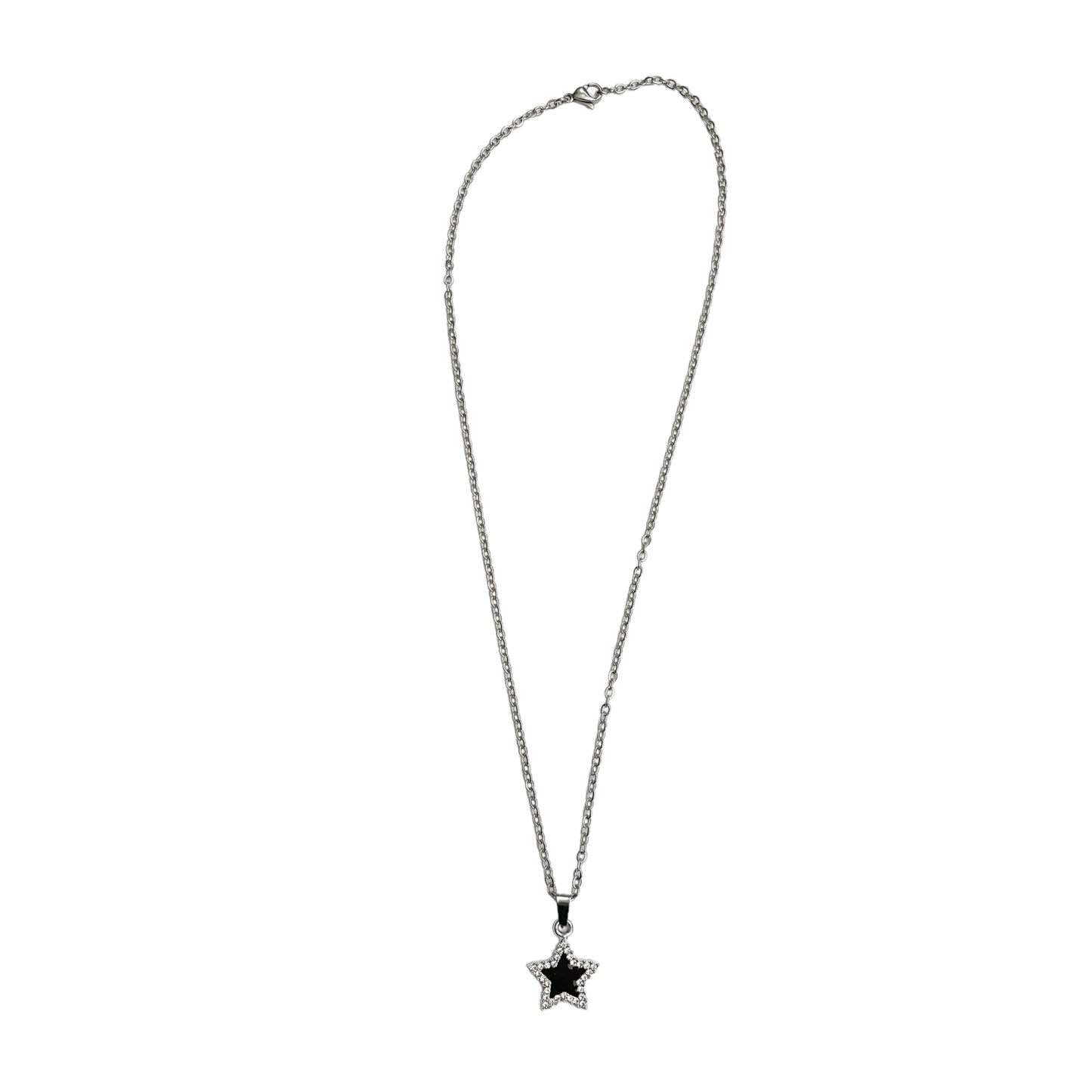 Black Rhinestone Star Necklace