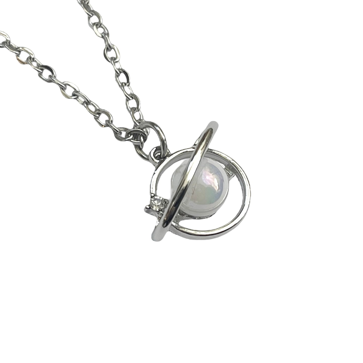 Iridescent Orb Saturn Necklace