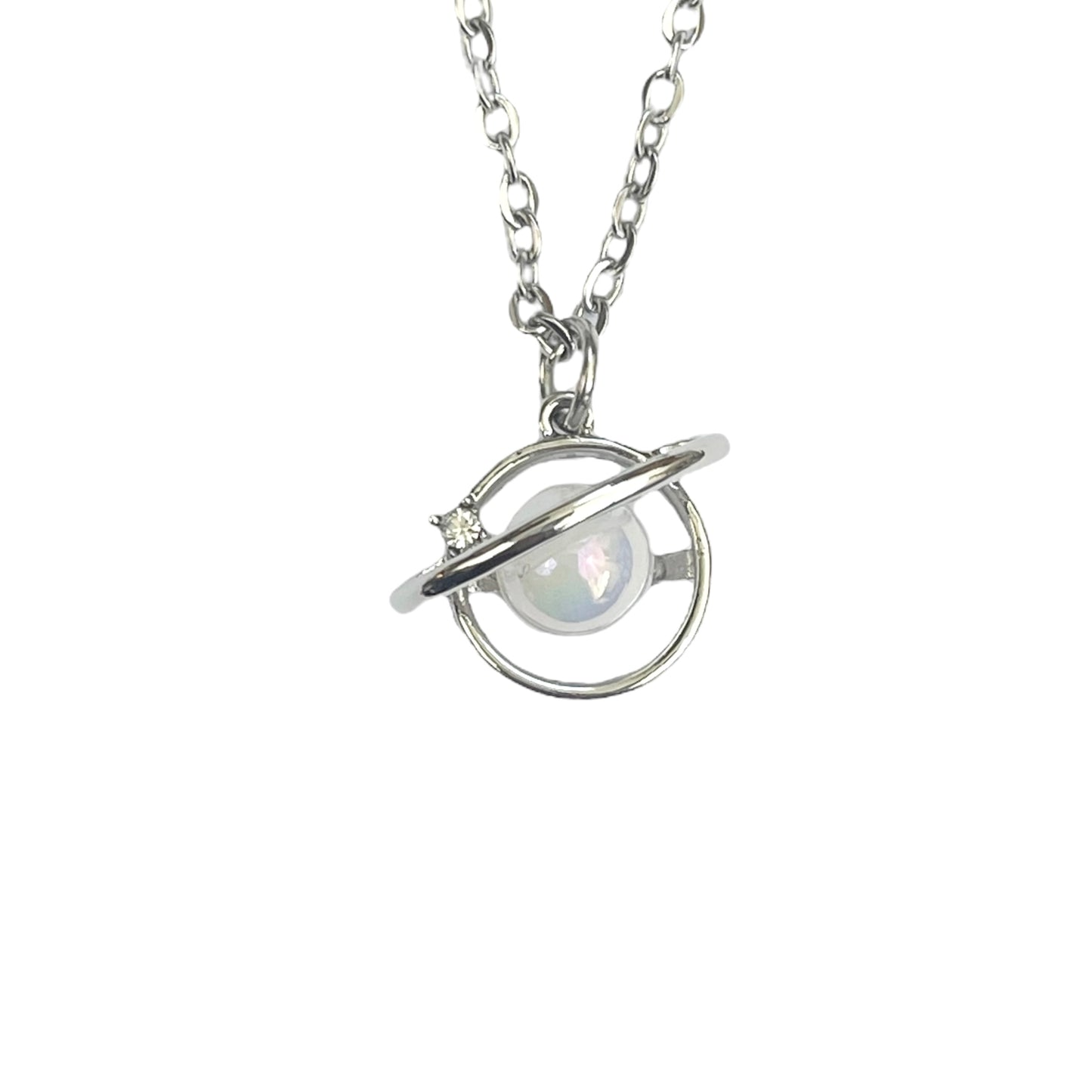 Iridescent Orb Saturn Necklace