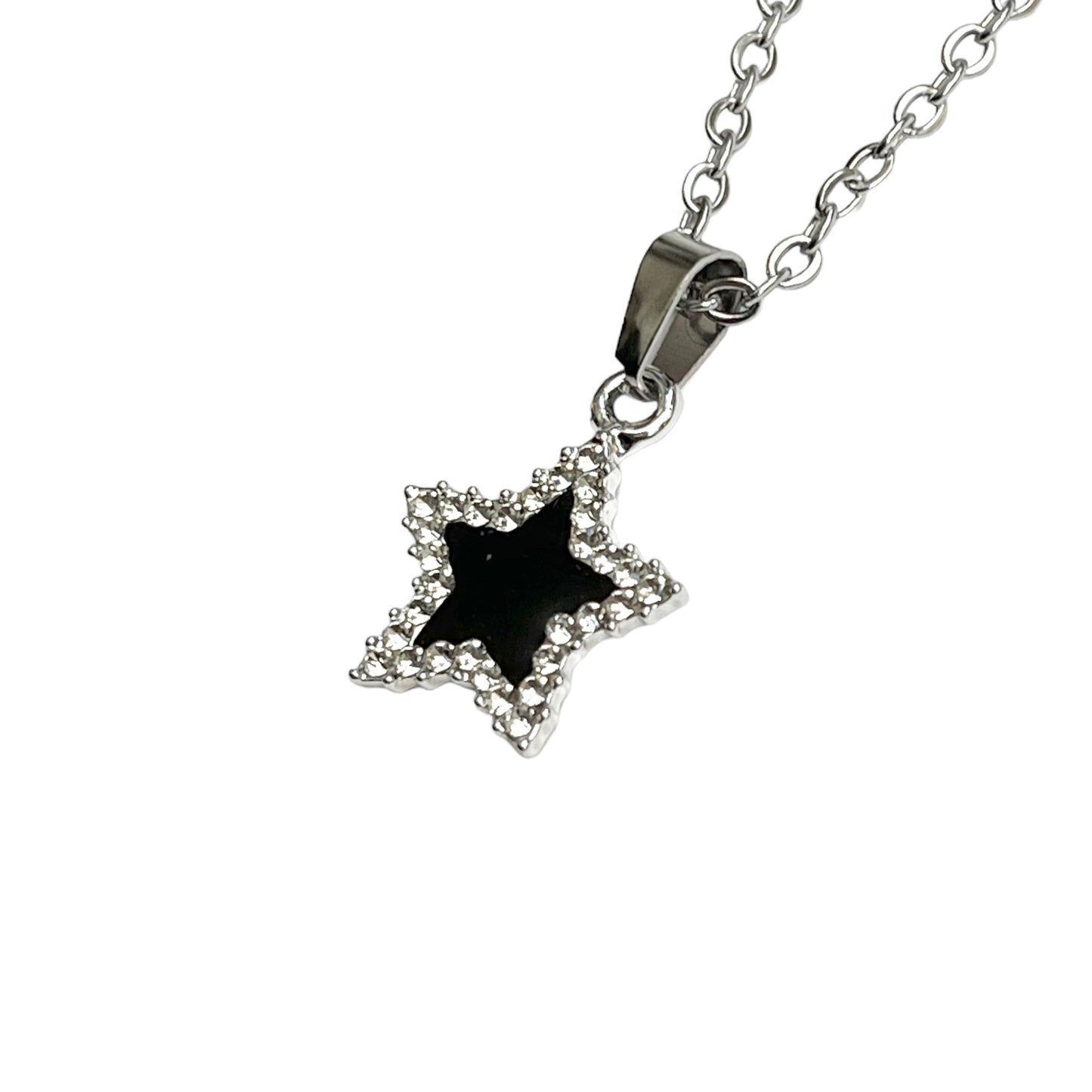 Black Rhinestone Star Necklace