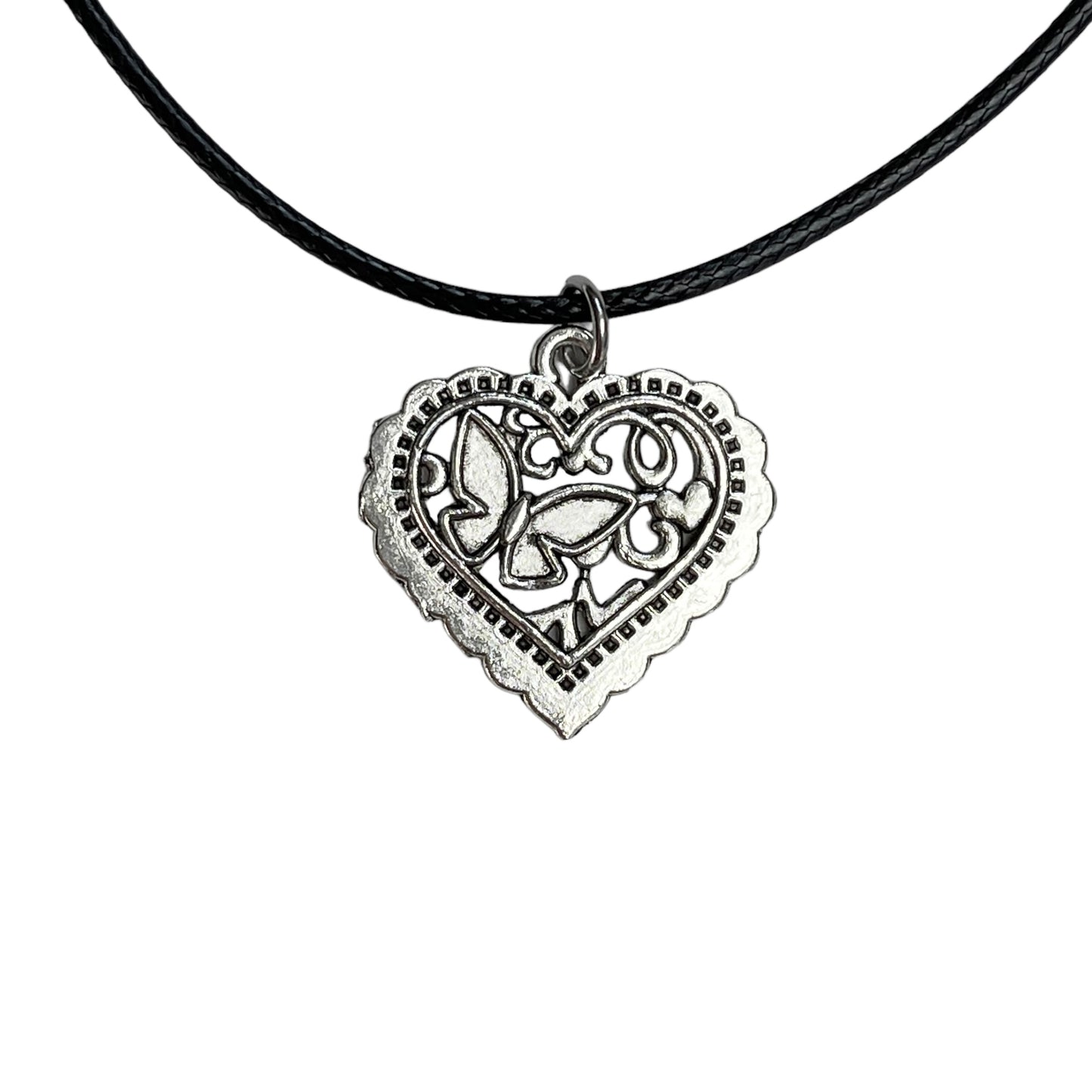 Butterfly Heart Corded Necklace