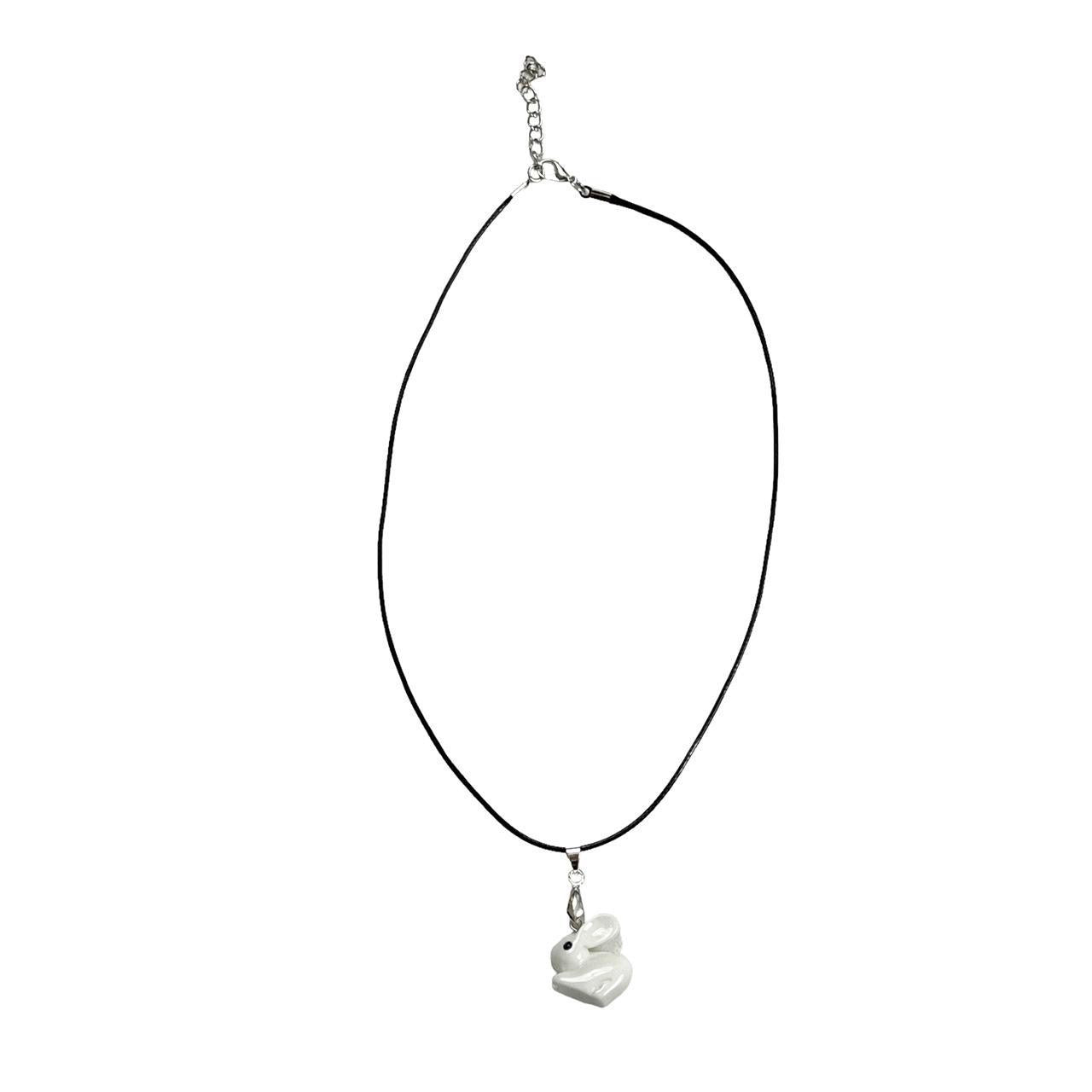 White Bunny Corded Necklace