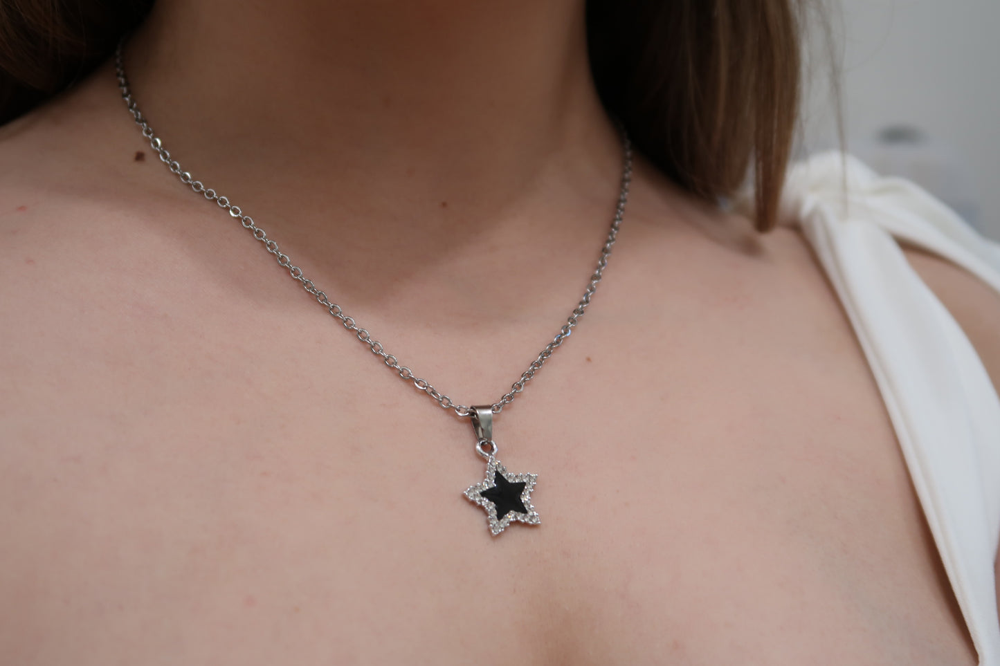 Black Rhinestone Star Necklace