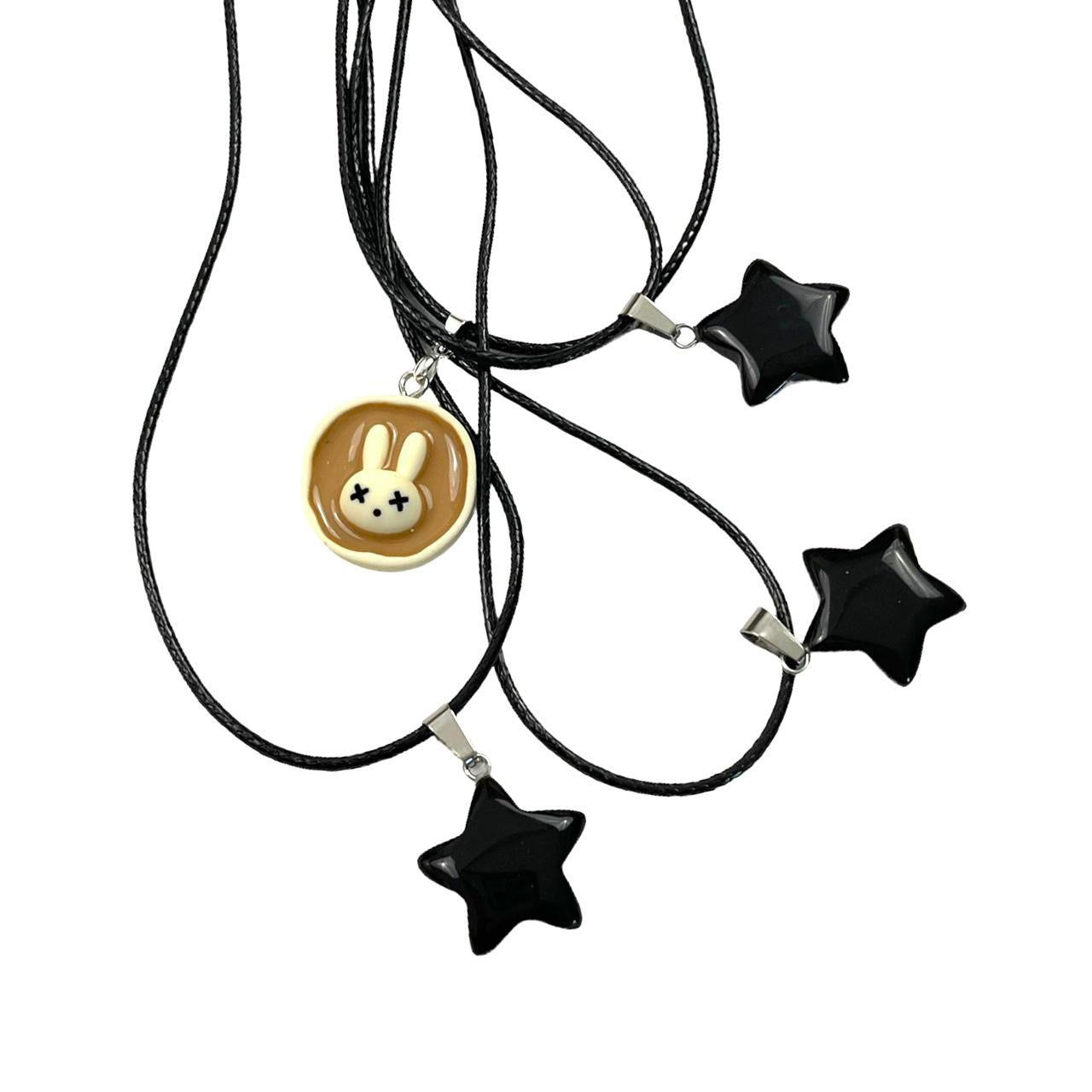 Black Glass Star Necklace